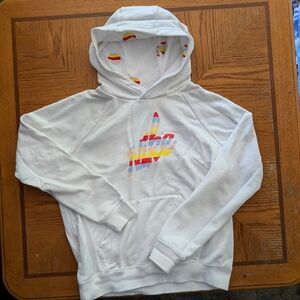 Nike Women's White Hoodie with Multicolor Logo Peekaboo Hoodie